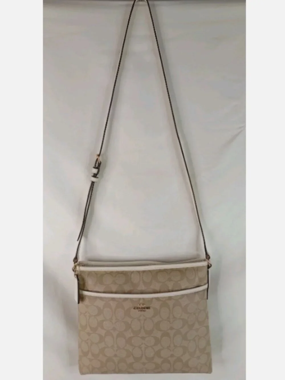 Pre-Owned Coach File Crossbody In Signature Canvas F58297 Beige *BAG ONLY*